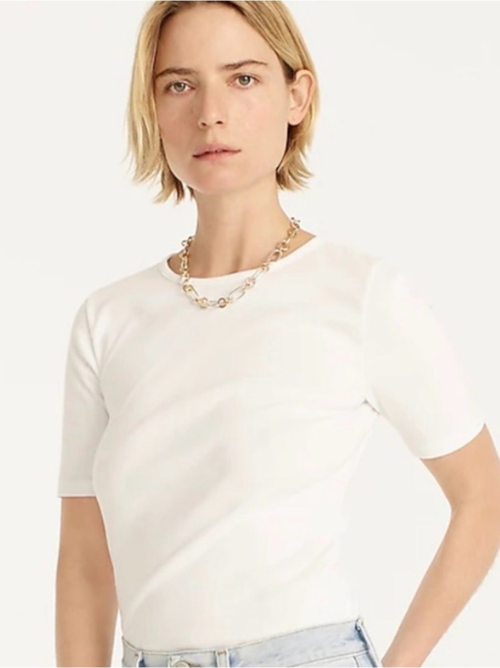 NWT J Crew Perfect-fit Crewneck Short Sleeve 100% Cotton T-shirt, White, SZ XXL